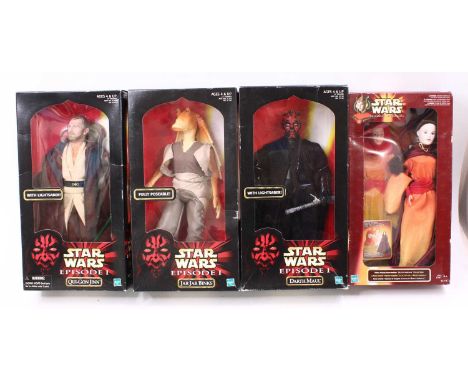 Star Wars Hasbro group of 4 1/4 scale Star Wars Episode 1 boxed figures to include; No.61776 Queen Amidala, No.57131 Qui-Gon-