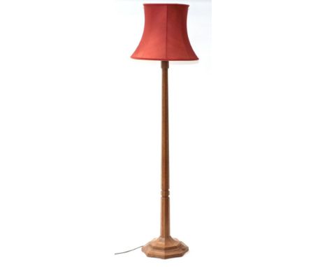 Mouseman: A Robert Thompson of Kilburn English Oak Standard Lamp, octagonal column and base, with carved mouse signature, 139