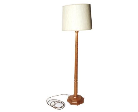 Mouseman: A Robert Thompson of Kilburn English Oak Standard Lamp, octagonal column and base, with carved mouse signature, 137