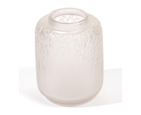 René Lalique (1860-1945): A Frosted Glass Muguet Vase, No.933, moulded with lily-of-the-valley, engraved mark R Lalique Franc