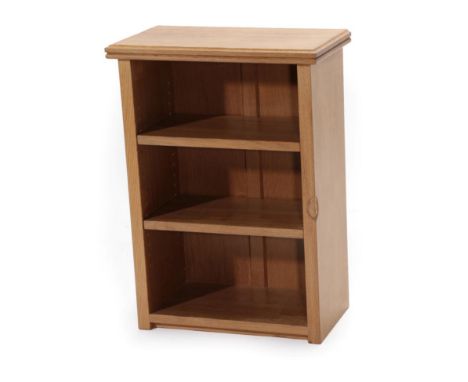 Mouseman: A Robert Thompson of Kilburn English Oak Bedside Bookcase, with two adjustable shelves, with recessed carved mouse 