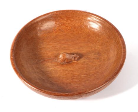 Mouseman: A Robert Thompson of Kilburn English Oak Fruit Bowl, with carved mouse signature to the interior, 30cm 
