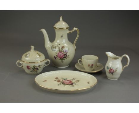 A Royal Copenhagen 'Frisjenborg' pattern coffee service comprising six cups, seven saucers, coffee pot and cover, twin-handle