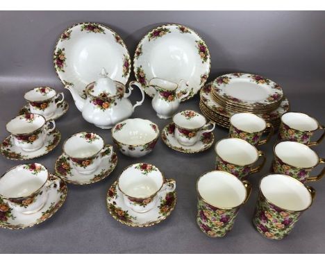 Royal Albert 'Old Country Roses', Tea set and dinner ware to include: Teapot, milk jug, sugar bowl, six cups and saucers, six