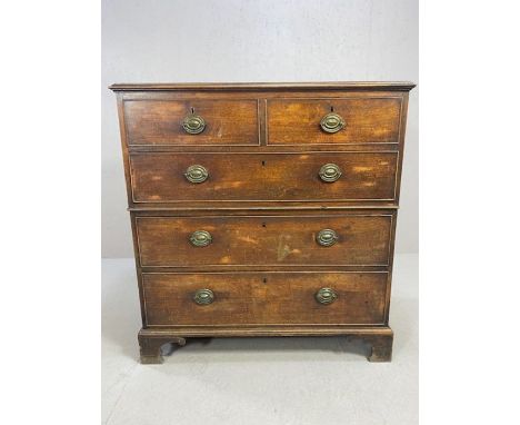 Victorian chest of five drawers with original metal handles, approx 100cm x 54cm x 105cm (chest splits into two sections, abo