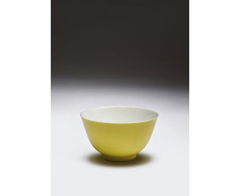 A FINE CHINESE IMPERIAL LEMON-YELLOW ENAMELLED BOWL SIX CHARACTER YONGZHENG MARK AND OF THE PERIOD 1723-35 With deep rounded 
