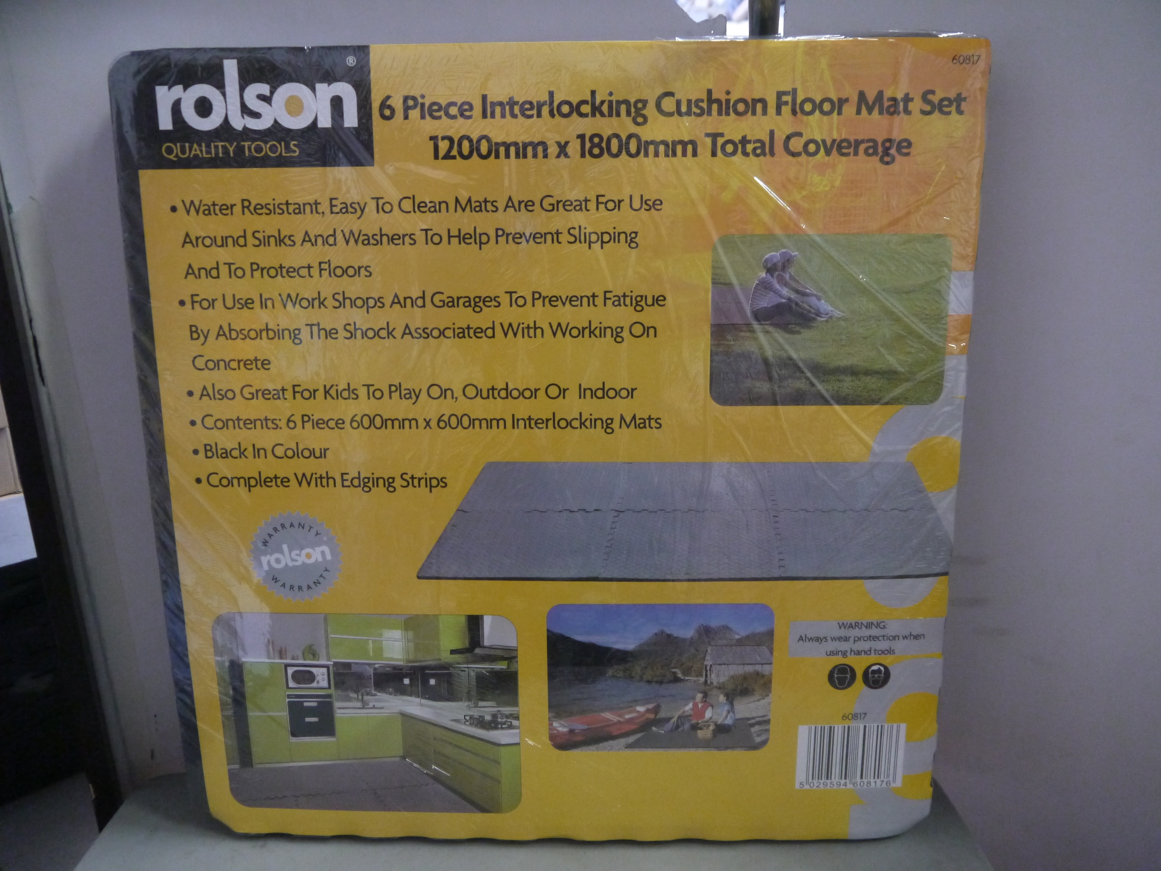 Rolson Quality Tools 6 Piece Interlocking Cushion Floor Mat Set