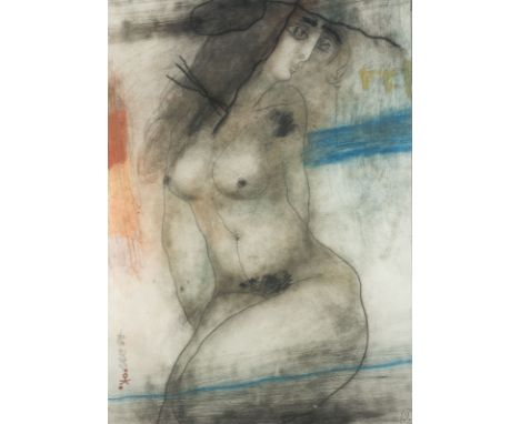 JURI ILJITSCH KONONENKO1938 Irkutsk - 1995 MoskauSITZENDER WEIBLICHER AKT Pastel auf Papier. 69,5 x 49,5 cm (R. 100 x 70 cm).