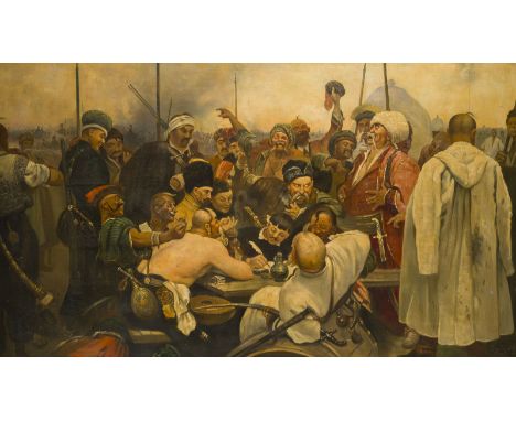 ILJA EFIMOWITSCH REPIN (NACH)1844 Tschugujew - 1930 Repino (Kuokkala)'DIE SAPOROGER KOSAKEN SCHREIBEN DEM TÜRKISCHEN SULTAN E