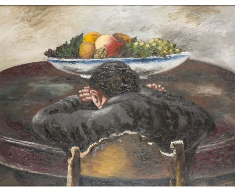NATALIA IGOREWNA NESTEROWA1944 Moskau - 2022 New York'AM TISCH' Datiert 1995 Öl auf Leinwand. 70 x 90 cm (R. 76 x 97 cm). Unt