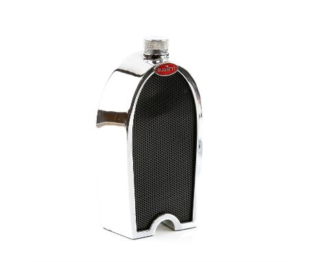 A 'Ruddspeed LTD' chrome decanter No. 909778, in the form of Bugatti front radiator grill 20 x 11cm
