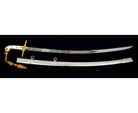 Scarce Elizabeth II 1831 pattern Field Marshals' Mameluke sword with ivorine grips, gilt brass crossguard with curved clipped