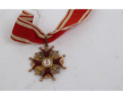 Imperial Russian Order of St. Stanislaus 3rd class gold and enamel 56 St. Petersburg, marked on ring - A. K. (for Albert Keib