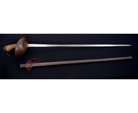 First World War 1908 pattern Cavalry Troopers' sword with bowl guard, straight fullered blade, marked 'Mole' and dated 1915, 