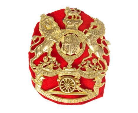 Victorian Officers' gilt metal Suffolk Artillery helmet plate