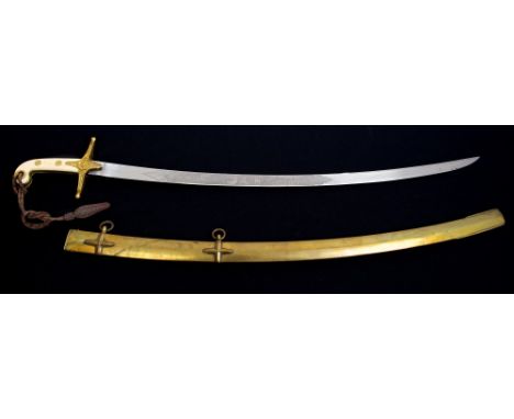 Victorian 1831 pattern General Officers' Mameluke sword with ivory grips, gilt brass crossguard with curved clipped blade, si