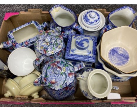 Box of mainly Ringtons ware, includes bowls, teapot, tea caddy etc