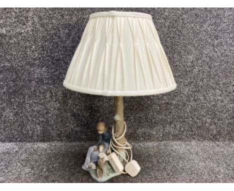 Nao by Lladro table lamp with figured base “ girl with rabbits “ with original shade