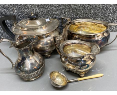 Vintage silver plated tea set, including large teapot, creamers etc