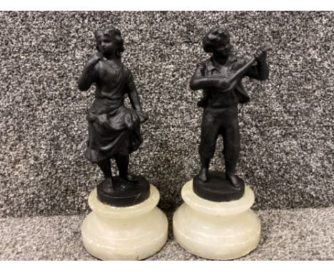 A pair of vintage/antique classical figures on Alabaster/marble bases - heavy