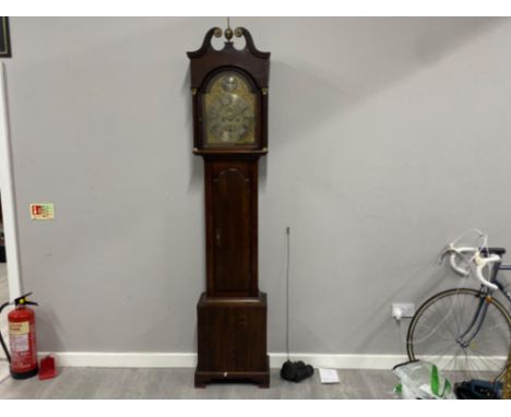 A 18th century mahogany cased Patrik Hardie Bollersgreen long case grandfather clock with weights