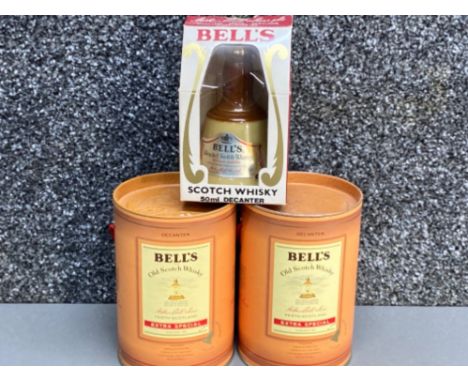3 bottles of vintage 5cl Bells old scotch whisky, still sealed In original boxes