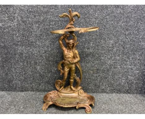 Vintage brass umbrella/stick stand (figured design) height 58cm