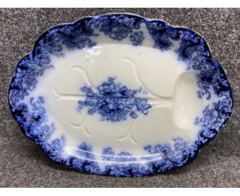 Vintage blue &amp; white Alfred Meakin “Ormonde” meat plate - 50x38cm