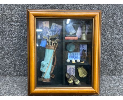 Vintage golf themed diorama wall hanging (shadow box) framed - 28x35cm