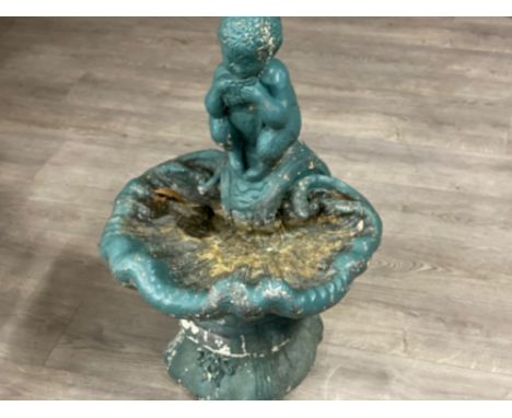 Vintage stone garden bird bath, H75xW48cm