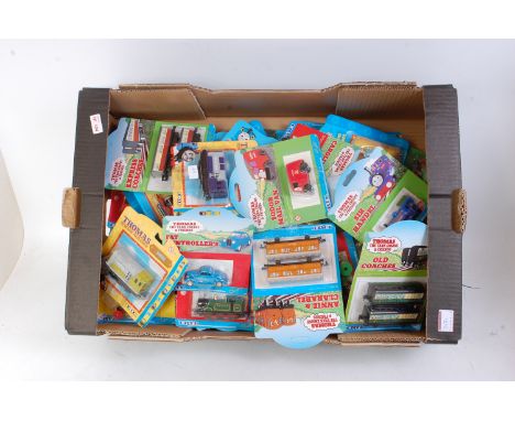 40 various carded ERTL Thomas the Tank Engine & Friends diecast locomotives and accessories to include Bluebell, Fat Controll