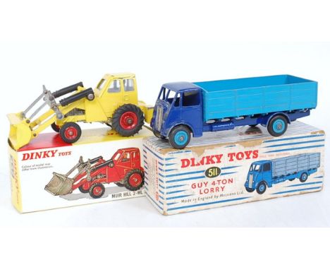 A Dinky Toys boxed commercial vehicle group to include No. 511 guy 4ton lorry comprising blue two tone body with light blue h