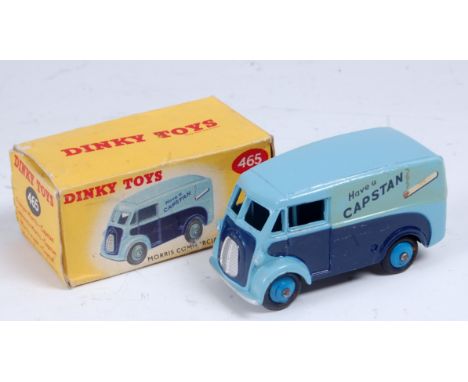 A Dinky Toys No. 465 Capstan Morris commercial van comprising light blue and dark blue body with mid blue hubs and Capstan li