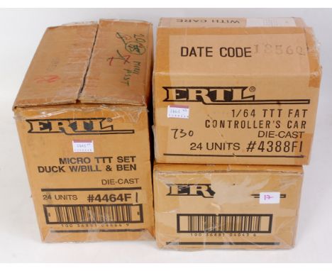 Three complete ERTL Thomas the Tank Engine related trade boxes to include No. 4043FI 24 Soda Oil trucks No. 4464 24 Micro TTT