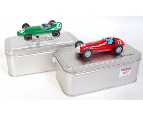 Cartrix Classic Collection 1/32nd scale Slot Car Group, 2 tin cased examples, to include 1958 Lotus 16, and a 1951 Alfa Romeo