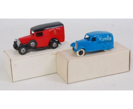 A DG Models white metal boxes commercial delivery van group to include a copy of a Dinky Toys 28 series Viyella delivery van 