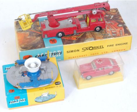 Three various boxed or plastic cased Corgi Toys and Dinky Toys to include Corgi No. 1127 Simon Snorkel Fire Engine, a Corgi T