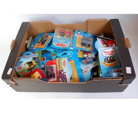 42 various carded ERTL Thomas the Tank Engine & Friends diecast locomotives and accessories to include Peter Sam, Iron Arry, 