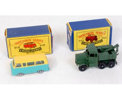 A Matchbox 1-75 series boxed diecast group to include No. 64A Scammel Army breakdown truck and No. 78 Thames estate car, both