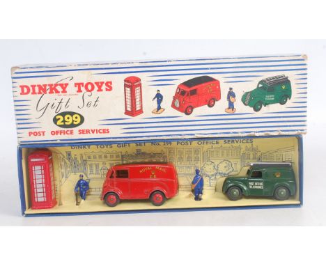 A Dinky Toys No. 299 gift set Post Offices Services comprising Royal Mail van, GPO telephones, Morris van, telephone call box