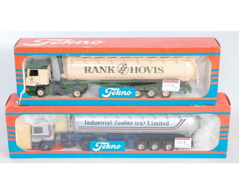 A Tekno 1/50 scale road transport diecast group to include Industrial Zeolite UK Ltd articulated tanker and tractor unit, tog