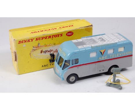 A Dinky  Toys No. 987 ABC TV mobile control room comprising grey, red and light blue body with camera and wire fittings, grey