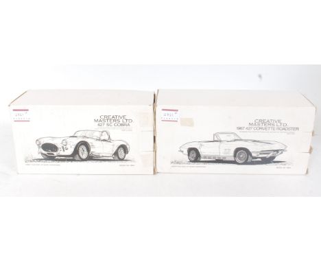 A Creative Masters Ltd 1/24 scale diecast group to include Model No. 8805 1967 427 Corvette Roadster, and No. 8800 427SC Cobr