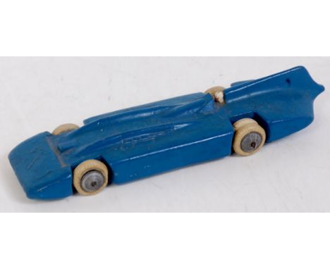 A Britains No. 1400 Bluebird Speed Record Car comprising two-piece casting with blue body and white driver, with silver engin