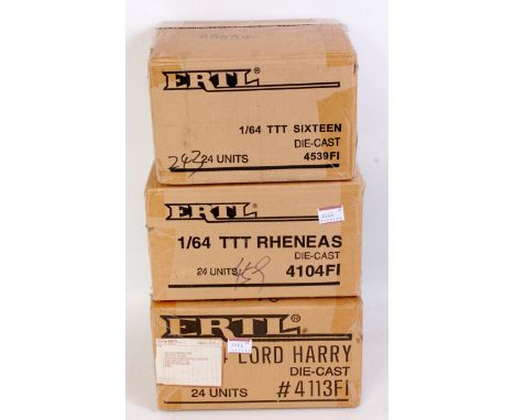 Three various ERTL Thomas the Tank Engine and related complete and incomplete trade boxes to include a complete trade box of 