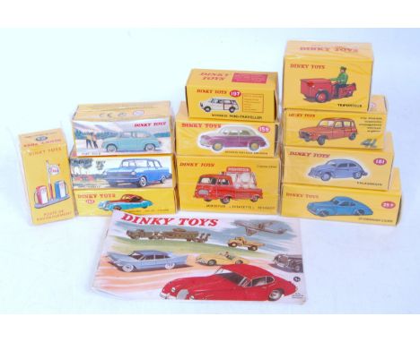 Eleven various boxed Dinky Toys Atlas edition diecast vehicles all appear as issued to include a Jaguar XK120 coupe, Morris m