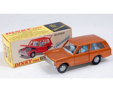 A Dinky Toys No. 192 Range Rover comprising metallic orange body with light blue interior and cast speed wheels, in the origi