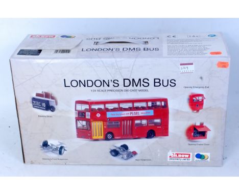 A Gilbow Ltd 1/24 scale of a London DMS bus, in the original polystyrene packed box, model is incomplete and sold as seen, su