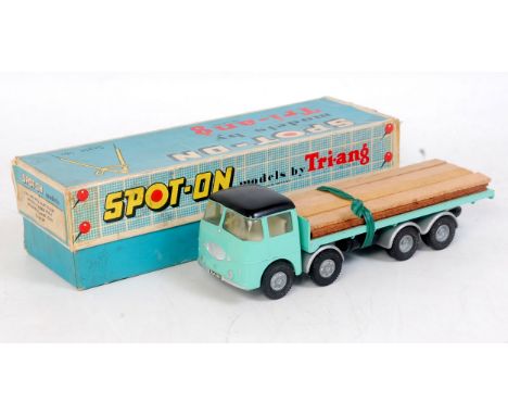 A Spot-On Models by Triang No. 109/2P ERF 68G with flat float with wooden plank load comprising turquoise green body with sil