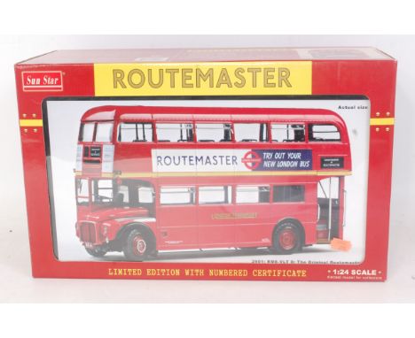 A Sunstar 1/24 scale model of a London Routemaster bus, limited edition No. 0987/4000, with certificate, in the original poly